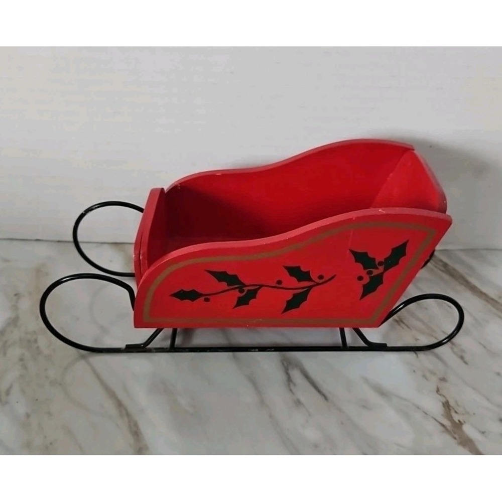 Vintage Nurserymen's Exchange 1985 Red Wooden Sleigh Bloom-Rite Brand Taiwan